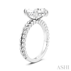1/10 Ctw Marquise Shape Round Cut Diamond Semi-Mount Engagement Ring in 14K White Gold