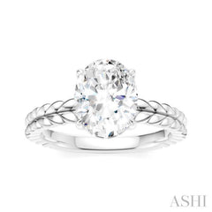 1/20 Ctw Oval Shape Round Cut Diamond Semi-Mount Engagement Ring in 14K White Gold