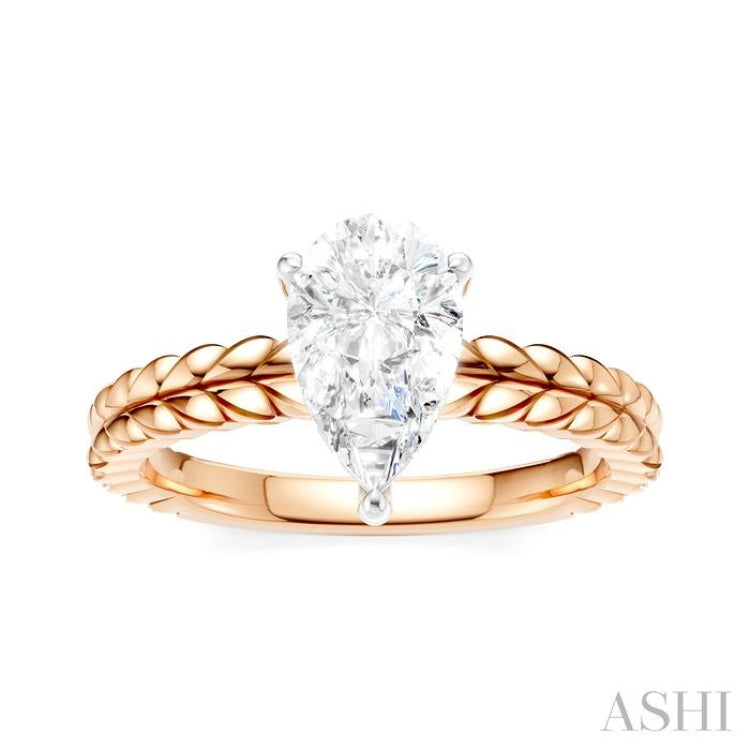 1/20 Ctw Pear Shape Round Cut Diamond Semi-Mount Engagement Ring in 14K Rose and White Gold