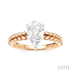 1/20 Ctw Pear Shape Round Cut Diamond Semi-Mount Engagement Ring in 14K Rose and White Gold