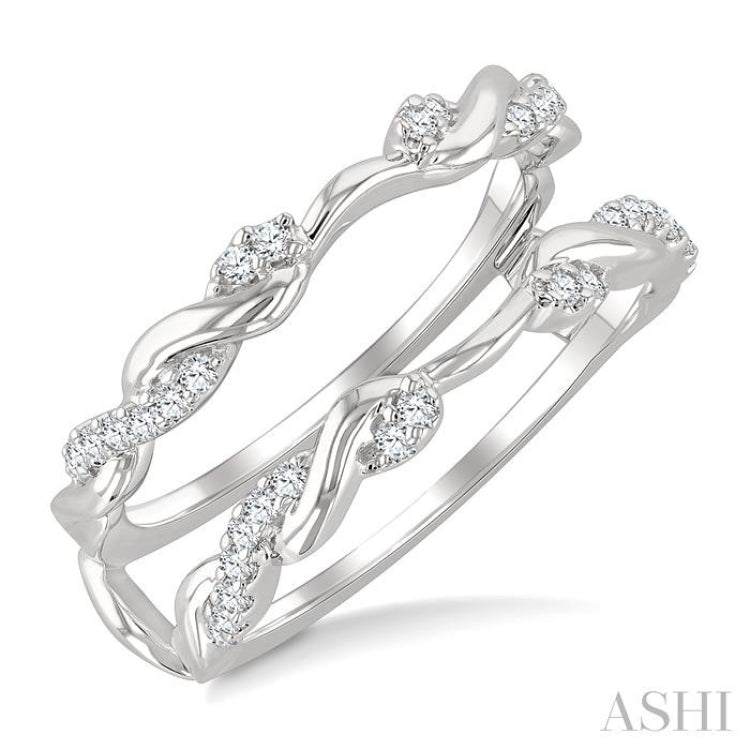 1/4 Ctw Twisted Round Cut Diamond Insert Ring in 14K White Gold