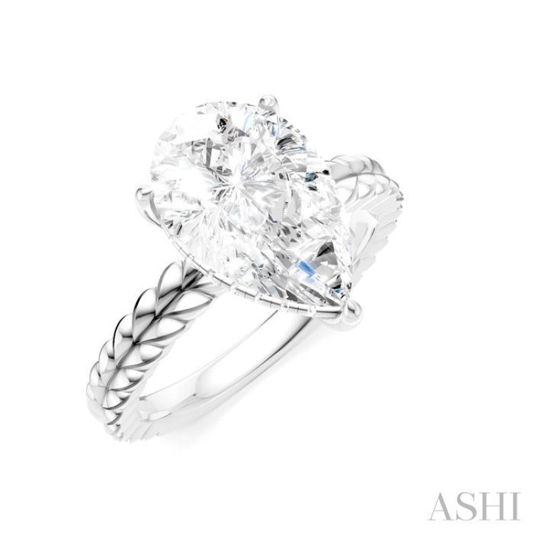 1/10 Ctw Pear Shape Round Cut Diamond Semi-Mount Engagement Ring in 14K White Gold