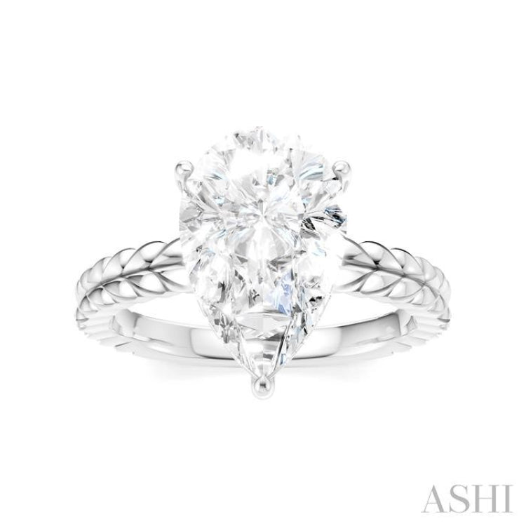 1/10 Ctw Pear Shape Round Cut Diamond Semi-Mount Engagement Ring in 14K White Gold