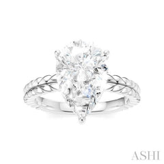 1/10 Ctw Pear Shape Round Cut Diamond Semi-Mount Engagement Ring in 14K White Gold