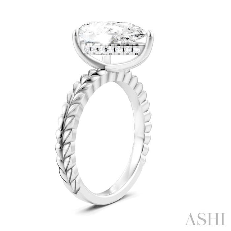 1/10 Ctw Pear Shape Round Cut Diamond Semi-Mount Engagement Ring in 14K White Gold