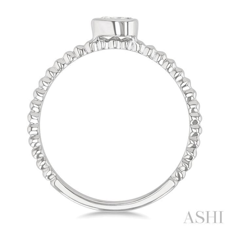 1/6 Ctw Ball Bead East-West Bezel Set Pear CutDiamond Stackable Petite Fashion Ring in 14K White Gold