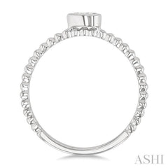 1/6 Ctw Ball Bead East-West Bezel Set Pear CutDiamond Stackable Petite Fashion Ring in 14K White Gold