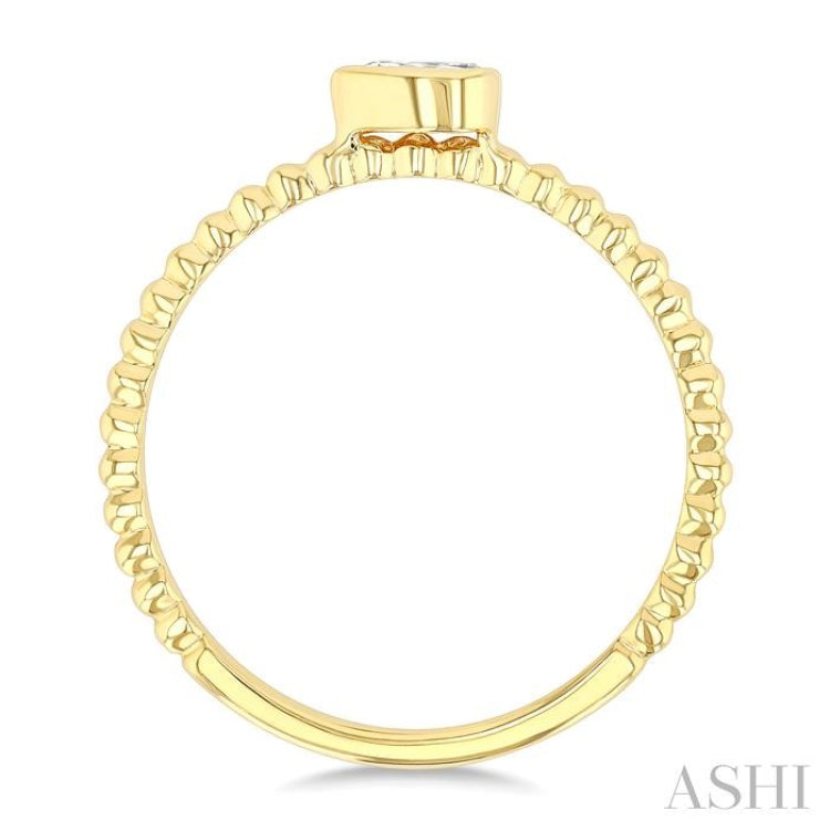 1/6 Ctw Ball Bead East-West Bezel Set Pear CutDiamond Stackable Petite Fashion Ring in 14K Yellow Gold