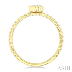 1/6 Ctw Ball Bead East-West Bezel Set Pear CutDiamond Stackable Petite Fashion Ring in 14K Yellow Gold