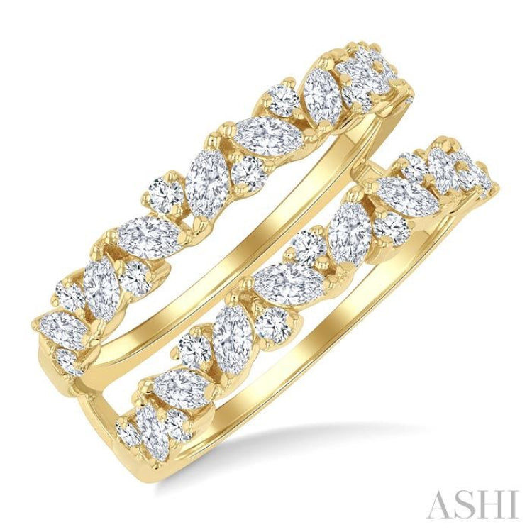 1 1/10 Ctw Zigzag Marquise and Round Cut Diamond Insert Ring in 14K Yellow Gold