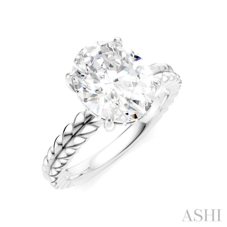 1/10 Ctw Oval Shape Round Cut Diamond Semi-Mount Engagement Ring in 14K White Gold