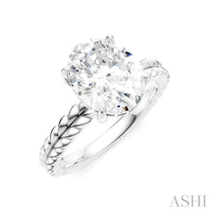 1/10 Ctw Oval Shape Round Cut Diamond Semi-Mount Engagement Ring in 14K White Gold
