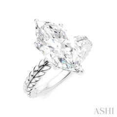 1/10 Ctw Marquise Shape Round Cut Diamond Semi-Mount Engagement Ring in 14K White Gold