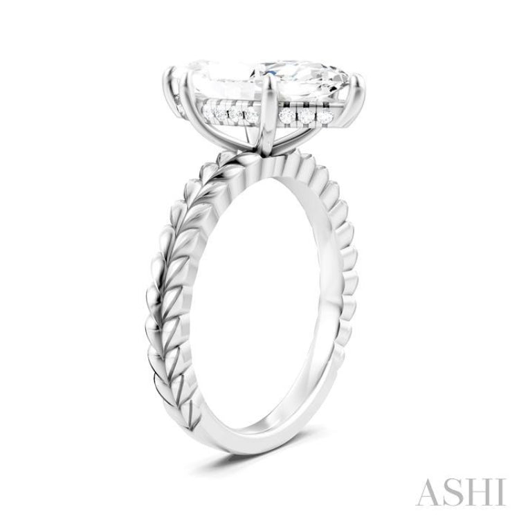 1/10 Ctw Marquise Shape Round Cut Diamond Semi-Mount Engagement Ring in 14K White Gold