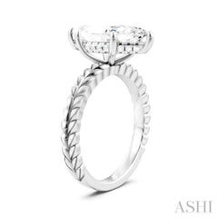 1/10 Ctw Marquise Shape Round Cut Diamond Semi-Mount Engagement Ring in 14K White Gold