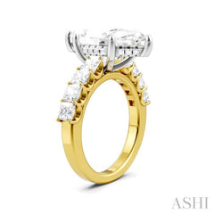 1 1/3 Ctw Marquise Shape Princess and Round Cut Diamond Semi-Mount Engagement Ring in 14K Yellow and White Gold