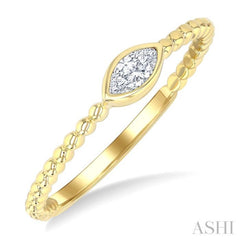 1/6 Ctw Petite Bezel Set Marquise CutDiamond Stackable Ring in 14K Yellow Gold