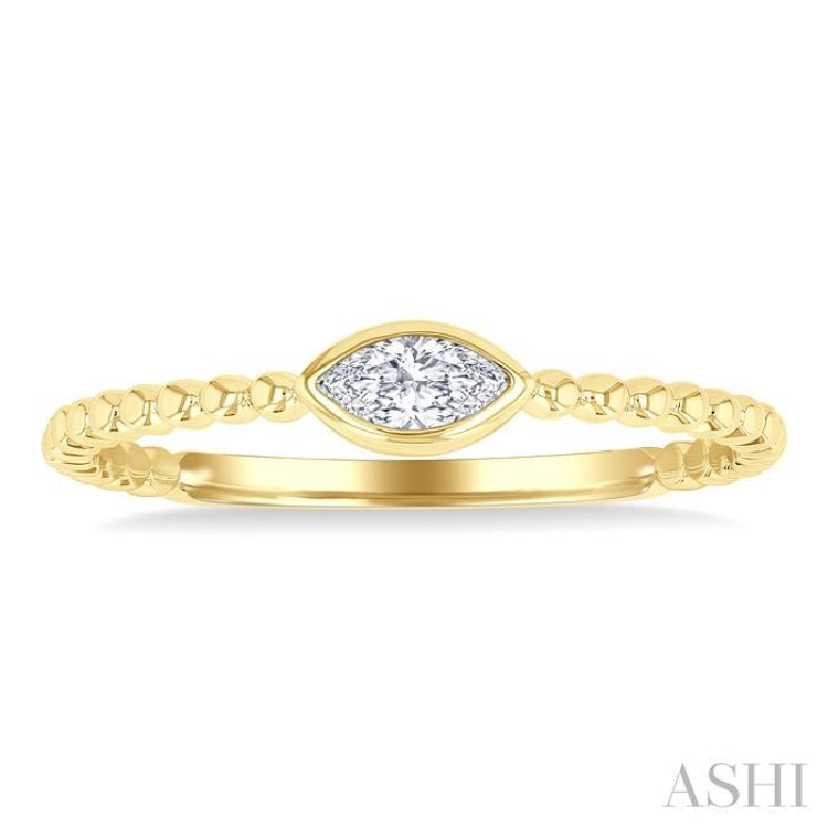 1/6 Ctw Petite Bezel Set Marquise CutDiamond Stackable Ring in 14K Yellow Gold