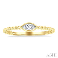 1/6 Ctw Petite Bezel Set Marquise CutDiamond Stackable Ring in 14K Yellow Gold