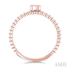 1/6 Ctw Ball Bead East-West Bezel Set Emerald CutDiamond Stackable Petite Fashion Ring in 14K Rose Gold