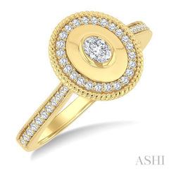 1/3 Ctw Open Window Oval and Round Cut Golden Glow Diamond Fashion Ring in 14K Yellow Gold