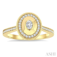 1/3 Ctw Open Window Oval and Round Cut Golden Glow Diamond Fashion Ring in 14K Yellow Gold