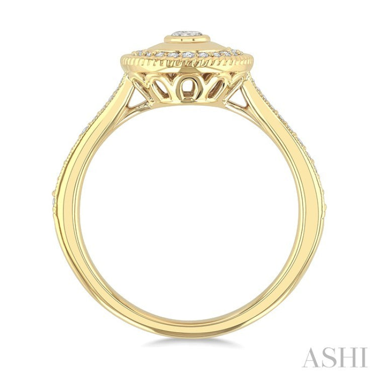 1/3 Ctw Open Window Oval and Round Cut Golden Glow Diamond Fashion Ring in 14K Yellow Gold