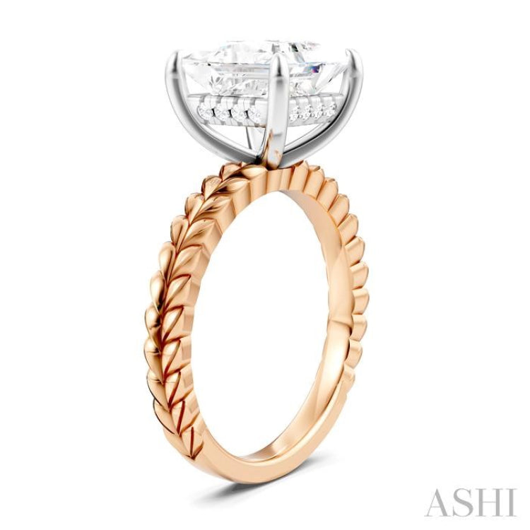 1/10 Ctw Princess Shape Round Cut Diamond Semi-Mount Engagement Ring in 14K Rose and White Gold