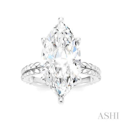 1/8 Ctw Marquise Shape Round Cut Diamond Semi-Mount Engagement Ring in 14K White Gold