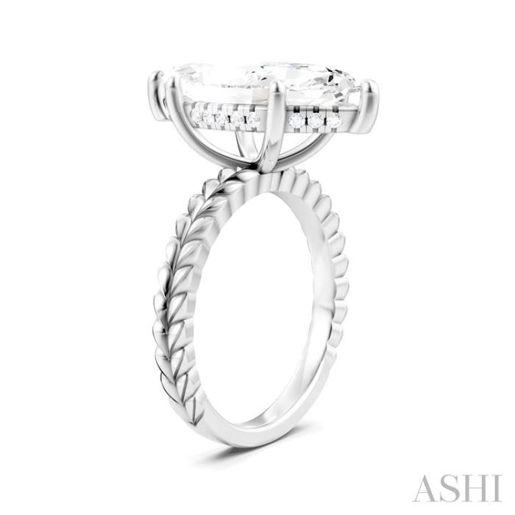 1/8 Ctw Marquise Shape Round Cut Diamond Semi-Mount Engagement Ring in 14K White Gold