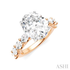 1 1/3 Ctw Oval Shape Oval and Round Cut Diamond Semi-Mount Engagement Ring in 14K Rose and White Gold