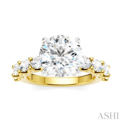 1 1/4 Ctw Round Shape Oval and Round Cut Diamond Semi-Mount Engagement Ring in 14K Yellow and White Gold