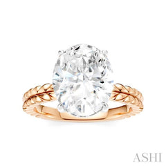 1/10 Ctw Oval Shape Round Cut Diamond Semi-Mount Engagement Ring in 14K Rose and White Gold