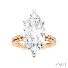 1/8 Ctw Marquise Shape Round Cut Diamond Semi-Mount Engagement Ring in 14K Rose and White Gold