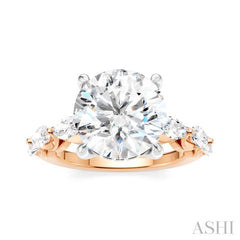 1 Ctw Round Shape Marquise and Round Cut Diamond Semi-Mount Engagement Ring in 14K Rose and White Gold