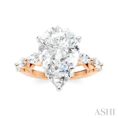 1 Ctw Pear Shape Marquise and Round Cut Diamond Semi-Mount Engagement Ring in 14K Rose and White Gold