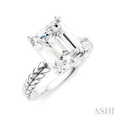 1/10 Ctw Emerald Shape Round Cut Diamond Semi-Mount Engagement Ring in 14K White Gold