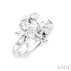 5/8 Ctw Akari Pear Shape Marquise and Round Cut Diamond Semi-Mount Engagement Ring in 14K White Gold