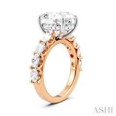 1 1/3 Ctw Oval Shape Oval and Round Cut Diamond Semi-Mount Engagement Ring in 14K Rose and White Gold