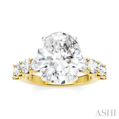 1 1/3 Ctw Oval Shape Round Cut Diamond Semi-Mount Engagement Ring in 14K Yellow and White Gold