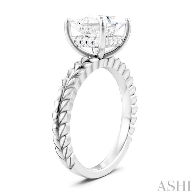 1/10 Ctw Princess Shape Round Cut Diamond Semi-Mount Engagement Ring in 14K White Gold