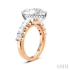 1 1/3 Ctw Pear Shape Princess and Round Cut Diamond Semi-Mount Engagement Ring in 14K Rose and White Gold