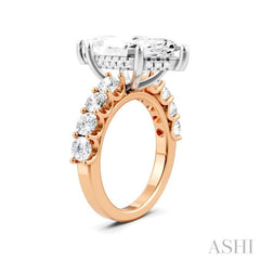 1 1/3 Ctw Marquise Shape Round Cut Diamond Semi-Mount Engagement Ring in 14K Rose and White Gold