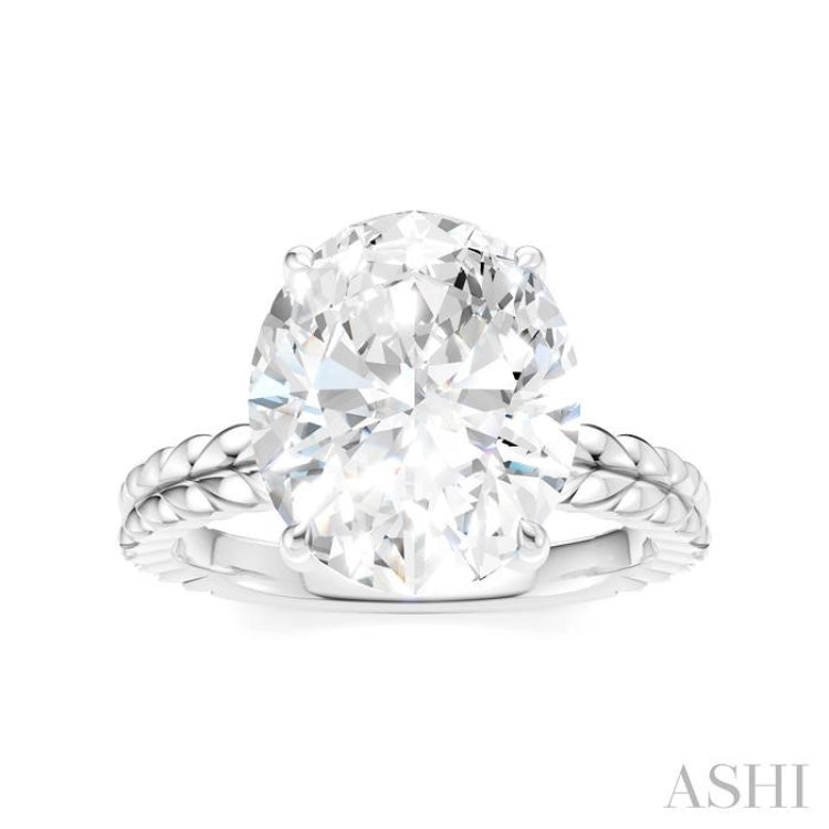 1/10 Ctw Oval Shape Round Cut Diamond Semi-Mount Engagement Ring in 14K White Gold