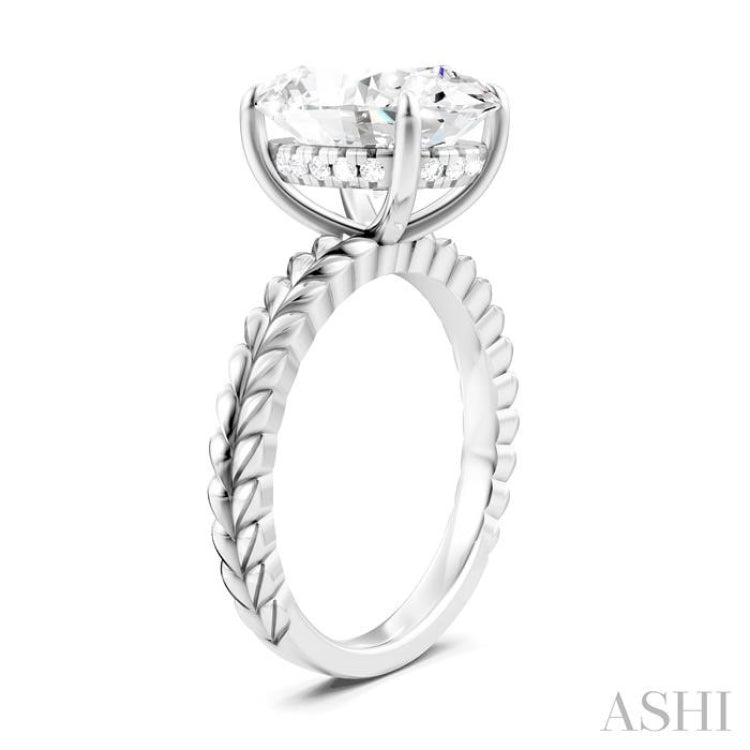 1/10 Ctw Oval Shape Round Cut Diamond Semi-Mount Engagement Ring in 14K White Gold