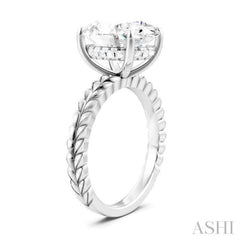 1/10 Ctw Oval Shape Round Cut Diamond Semi-Mount Engagement Ring in 14K White Gold