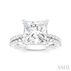 1/10 Ctw Princess Shape Round Cut Diamond Semi-Mount Engagement Ring in 14K White Gold