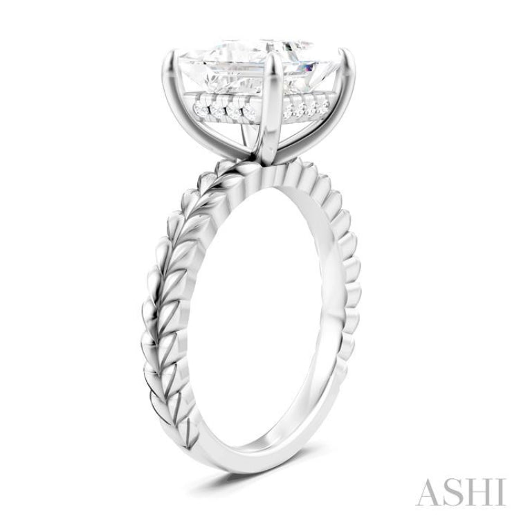 1/10 Ctw Princess Shape Round Cut Diamond Semi-Mount Engagement Ring in 14K White Gold