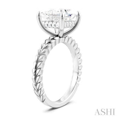 1/10 Ctw Princess Shape Round Cut Diamond Semi-Mount Engagement Ring in 14K White Gold