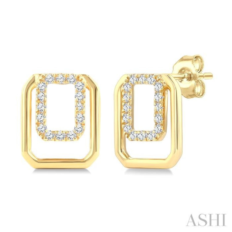 1/6 Ctw Nested Octagonal Frame Round Cut Golden Glow Diamond Fashion Drop Earring in 10K Yellow Gold